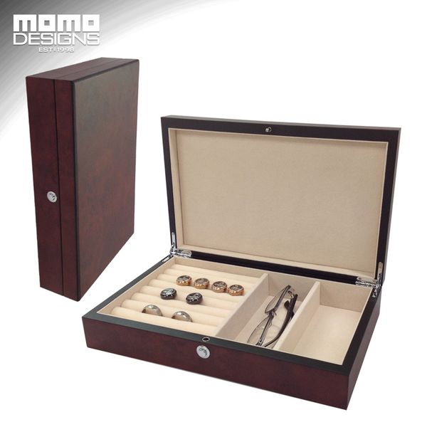 

new style wooden cufflink and ring box storage burlwood jewelry collection case sunglasses box wood packaging, Black;blue