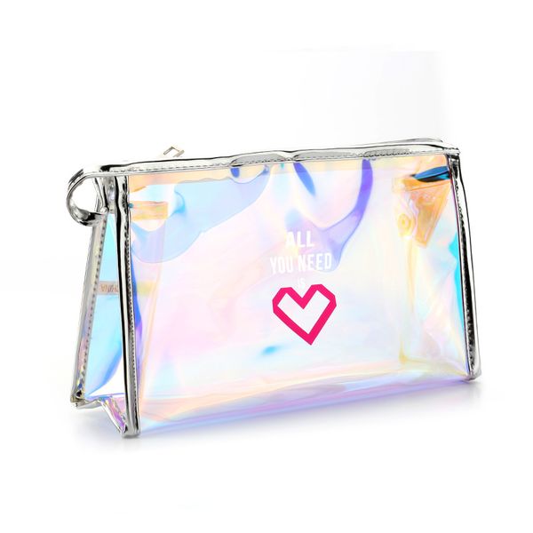 

women make-up bags colorful laser makeup bag cool holographic clutch cosmetic bag transparent kids girl mini bags