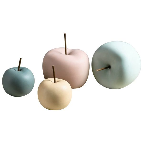

nordic ceramic apple decor matte macaron color stoneware apple figurine fruit ornament handmade crafts blue apricot teal pink