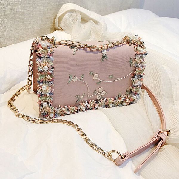

uk womens quilted chain bag leather shoulder crossbody handbag messenger purse #45
