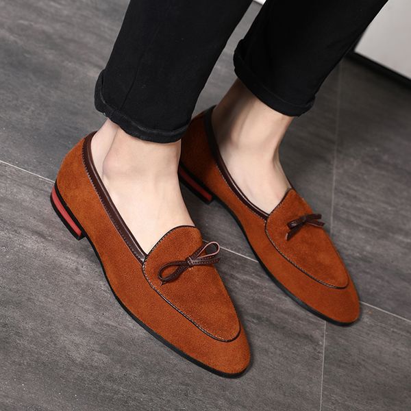 

real leather men formal pointed toe loafers vintage casual office work shoes italian wedding dress oxford chaussure homme k6-13, Black