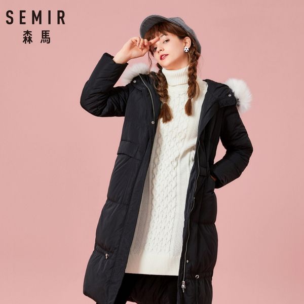 

semir new 2018 winter jacket coat women down parka plus size xxl thick warm long loose hooded snow wear cotton padded quilted ja, Black