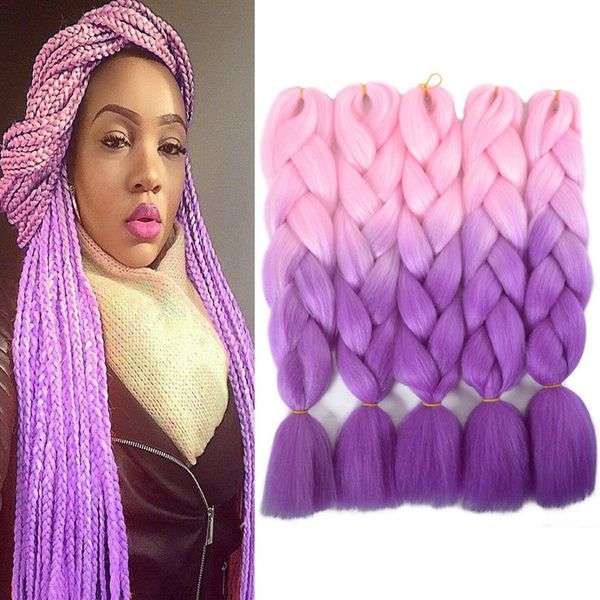 

ombre jumbo braids 5pcs/lot synthetic hair extensions two tone braiding hair 100g/pcs kanekalon fiber for twist braiding hair, Black