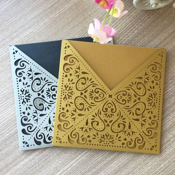 Hollow Luxury Laser Cut Wedding Invitation Card Color Various