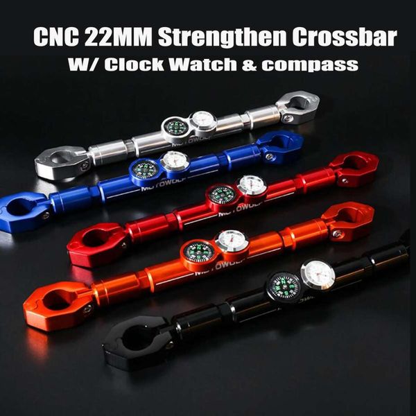 

7/8" motorbike steering wheel strengthen adjustable cross bar cnc motorcycle balance cross bar rod handlebar with clock compass