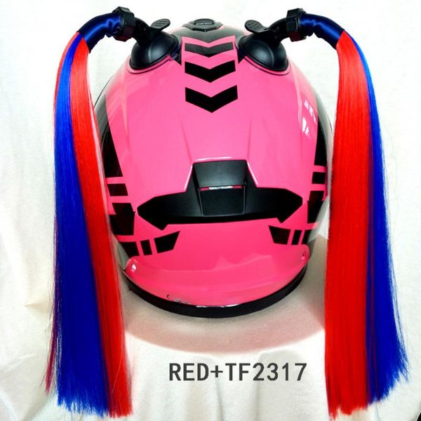 

woman motorcycle moto helmet braid with sucker ponytail double braids wig diy helmet braid high temperature fiber