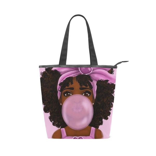 

alaza handbag lady canva shoulder bags afro girls black women bag female big size tote cloth casual customizable drop shipping
