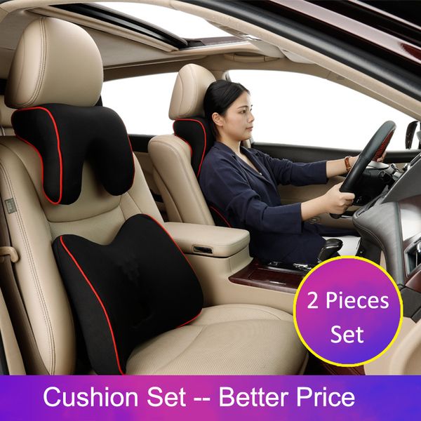 

purenlatex memory foam 3pcs set car pillow headrest seat back cushion protect neck cervical vertebra auto support waist lumbar