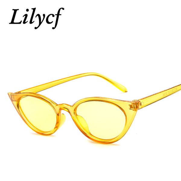 

2019 small cat's eye sunglasses trend ocean piece personality glasses retro women's brand designer sunglasses uv400, White;black