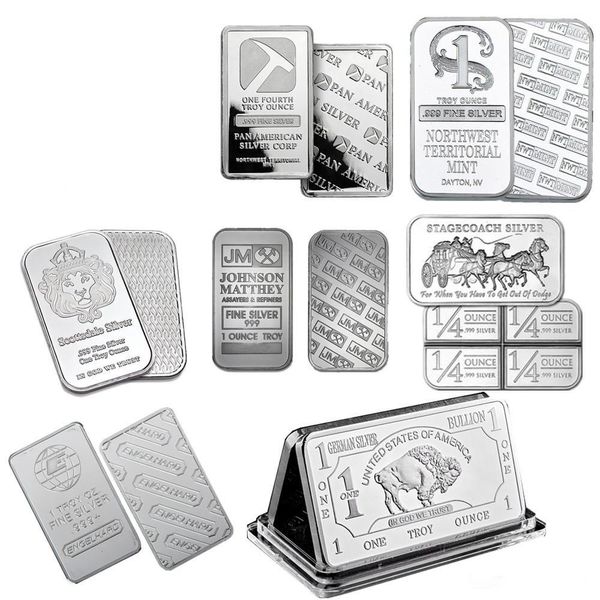 

seles 1oz silver plating art bar series + fine apmex eagle reverse silver bullion coin no magnetic bar business gift fa3273