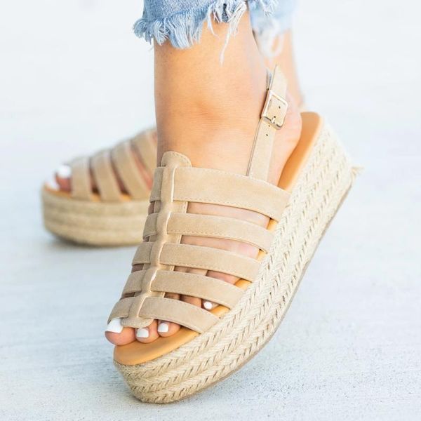 

sandals monerffi woman size plus wedges shoes for women high heels summer 2021 chaussures femme platform, Black
