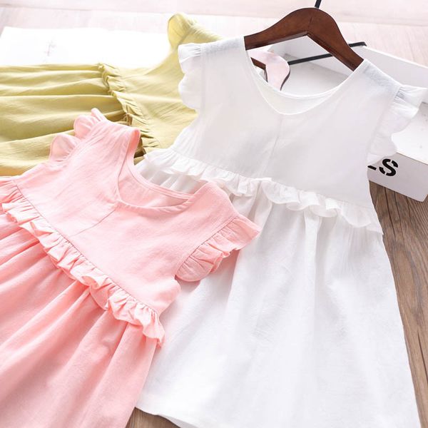 

2020 summer girls v-neck dress wholesale children's clothing, Red;yellow