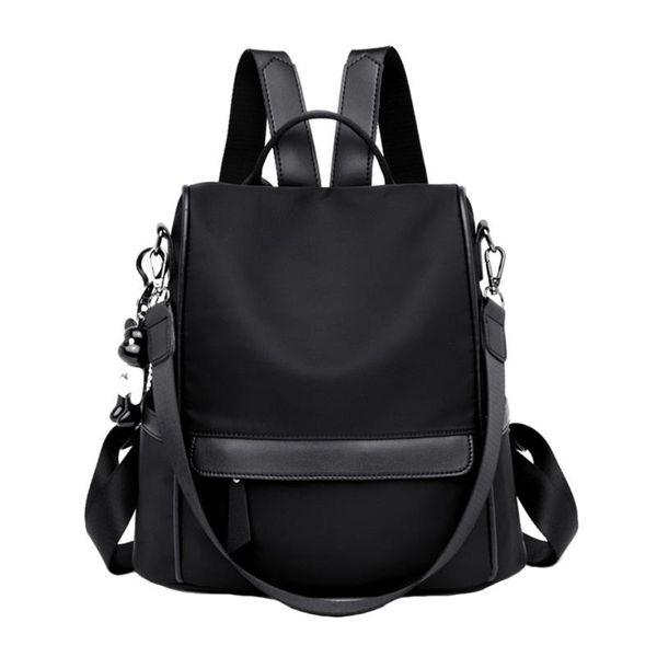 

large capacity storage oxford cloth zipper closure easy clean waterproof travel women backpack adjustable strap anti theft solid