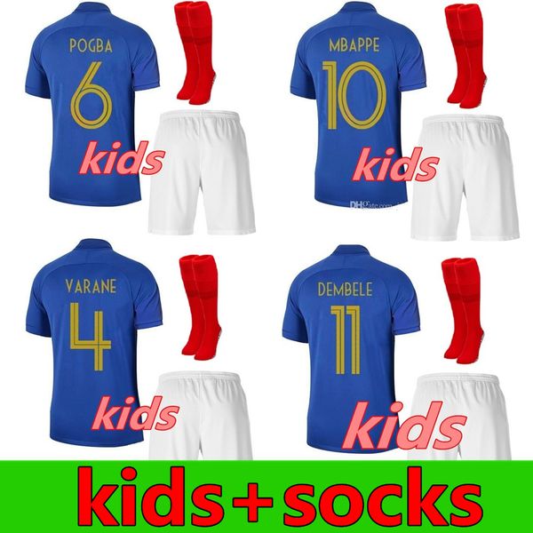 

дети kit 1919 2019 франций трикотажных изделий футбола henry mbappe жиру майо-де-футового зидан молодежи мальчиков футбол рубашки, Black