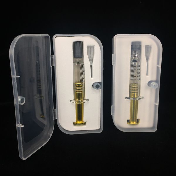 

metal pillar 1ml Glass syringe with measurement Luer Lock/head Vape Oil injector e-cig accessories e liquid cartridge filling dab tool