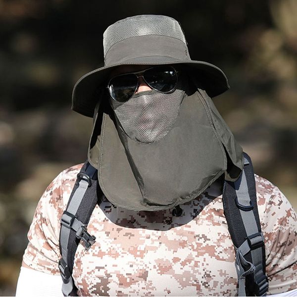 

flap caps men women quick dry 360 degree sunshade uv protection removable face mask ear neck cover outdoor sportswear, Black;white