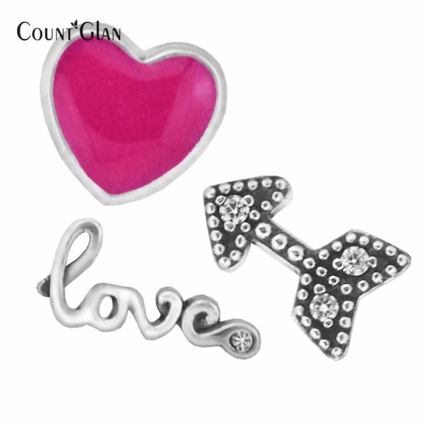 

love feelings petites silver beads with magenta enamel & clear cz 100% 925 sterling silver charms diy jewelry s005, Bronze;silver