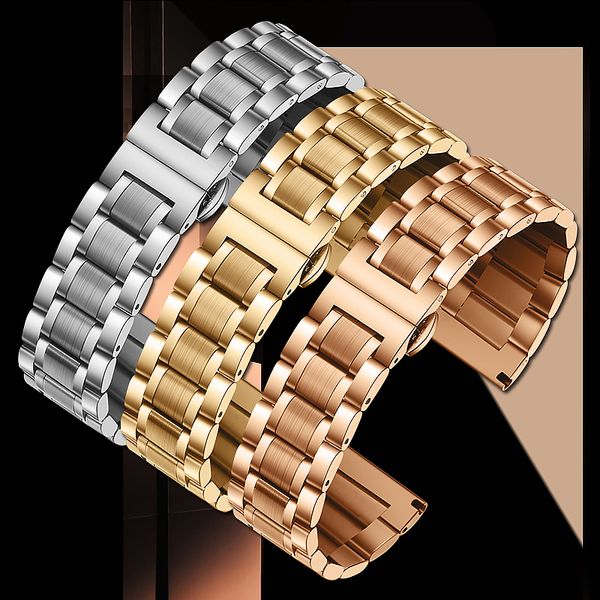 

12 114 15 16 17 18 19 20 21 22 23 24mmstainless steel bracelet solid metal watchband general watch strap wristwatches band hook, Black;brown