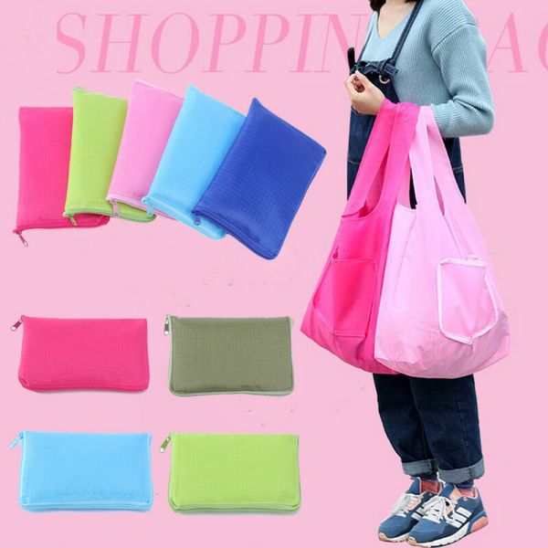 

foldable handy shopping bag reusable tote pouch recycle storage handbag portable