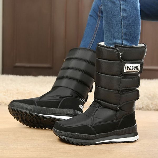 

2018 winter waterproof men snow boots non-slip warm men winter shoes with thick fur camouflage boots size 39 - 47, Black