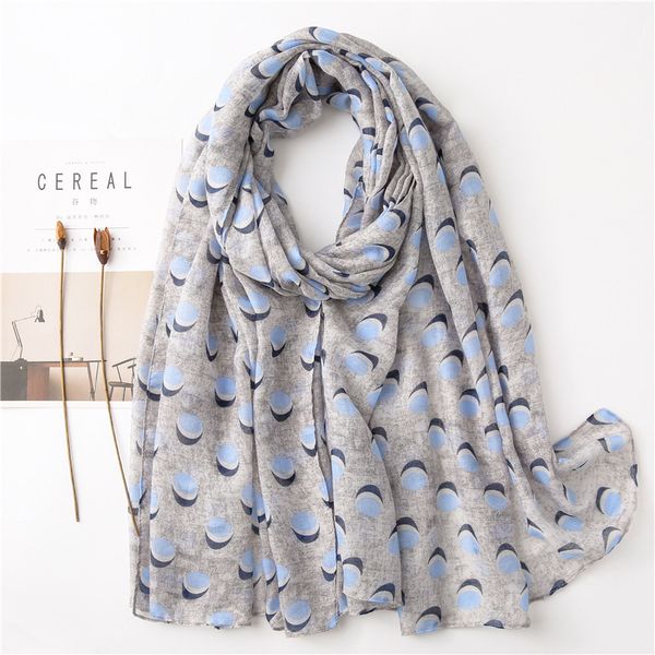 

180*90cm ladies plain art cotton scarf women new spring summer wave point print geometric scarves beach shawl towel, Blue;gray