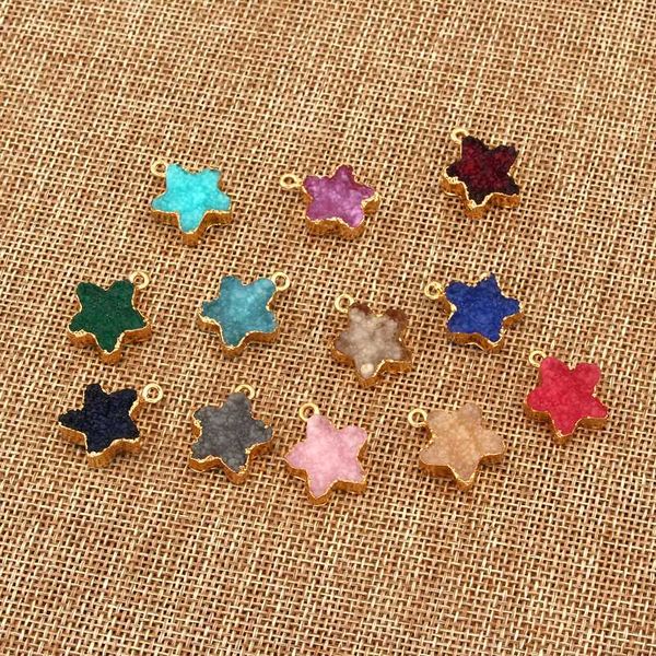 

12colors 2pcs small star resin earrings bracelet charms necklace pendant jewelry findings women pentagramme base accessories, Bronze;silver