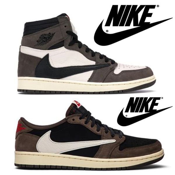 

new jordan 1 high travis scott off white low fearless obsidian multi mens basketball shoes unc banned bred toe men sport designer sneakers, Black