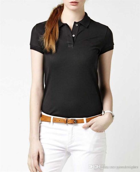 

british style lapel solid polos cotton bresthable slim fashion tshirts womens summer clothing designer short sleeve, White