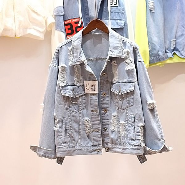 

women's jackets women basic coats autumn and winter denim jacket vintage long sleeve loose female jeans coat casual girls outwear j330, Black;brown