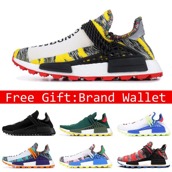 

original human race hu trail x pharrell williams nerd men running shoes black white cream solar pack mens trainers for women sports sneaker