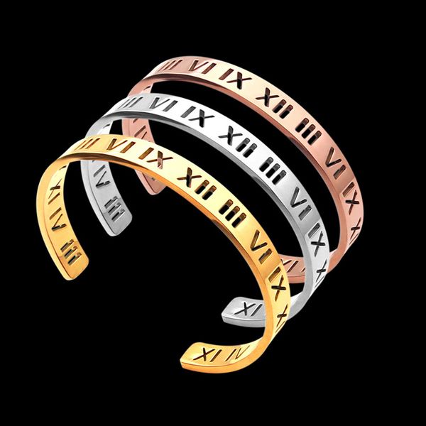 

2020 designer hollow roman digital open bracelet couple digital open bracelet, Golden;silver