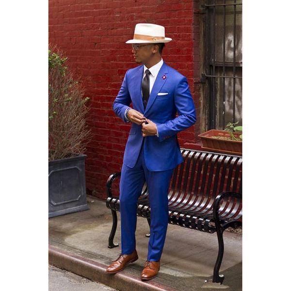 

men's suits & blazers 2021 custom made royal blue groom tuxedos mens slim fit notched lapel vintage wedding prom men suit ( jacket+pant, White;black