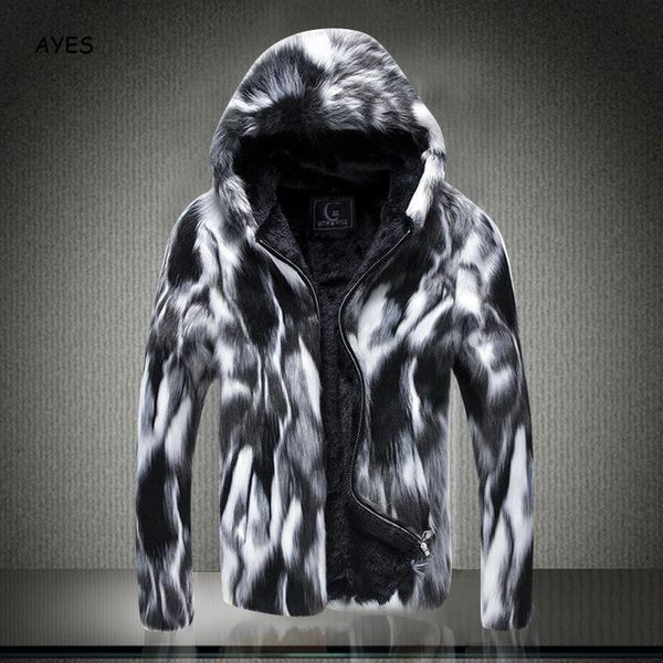 

2019 autumn winter hooded fur coat man long sleeve warm thick fluffy fur jacket male zipped hoodde fuzzy jacket man warm outwear, Black;brown