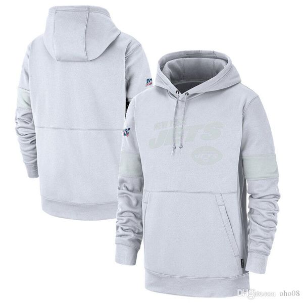

new mens new york jets authentic sweatshirt vintage 100 sideline platinum therma pullover hoodie - white, Blue;black