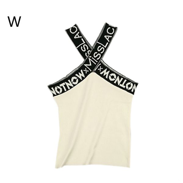

summer women tank casual letter printing hanging neck straps tube sleeveless wrapped chest vest camisolas peonza, White