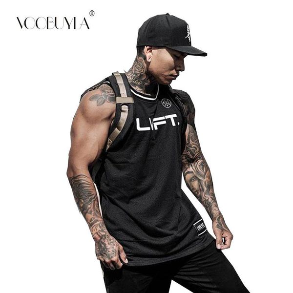 

bodybuilding fitness men running tanks quick dry workout print plus size 3xl vest stringer sportswear muscle undershirt top, White;black