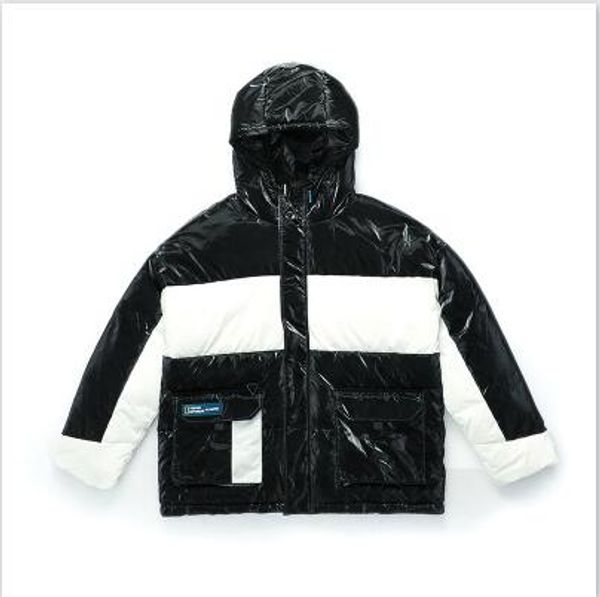 

mens designer parkas down coats luxury color matching thick winter coats windproof jackets outdoorwear womens hooded clothing, Black