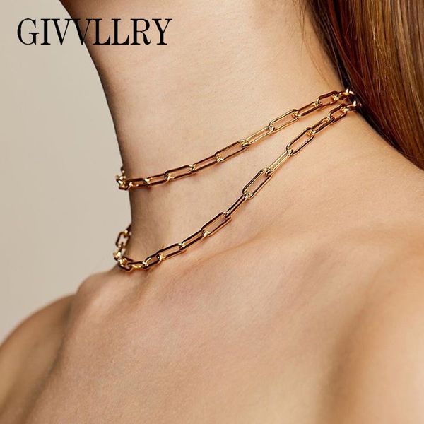 

givvllry minimalist curb chain necklace for women elegant delicate gold silver color collar choker necklace fashion jewelry