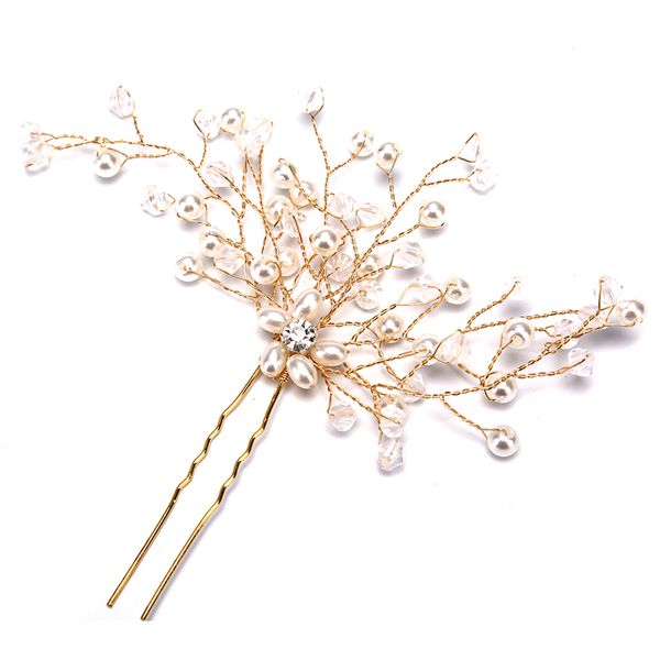 

women pearl bridal hairpins wedding hair accessories hair pin bridal wedding headdress tiara clips bride jewelry, Golden;white