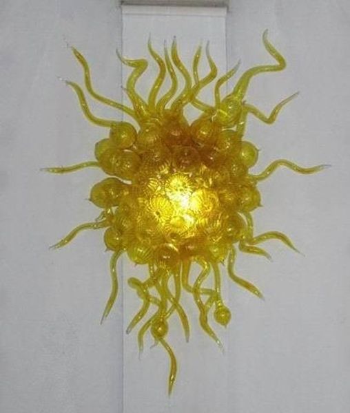 

100% Mouth Blown CE UL Borosilicate Murano Glass Dale Chihuly Art Glossy Yellow Glass Flower Chandelier