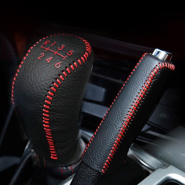 

accessories for creta ix25 2018 2019 leather gear head shift knob cover collars handbrake cover case