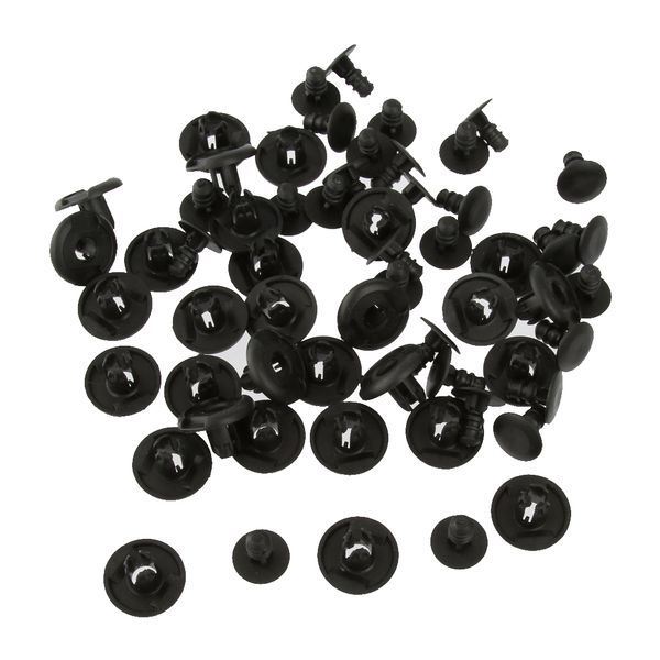 

50pcs 6mm hole black plastic push in type rivets fastener pin clips atv