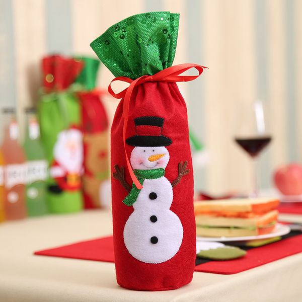 

christmas beer bottle cover bag snowman elk style table decor decoration