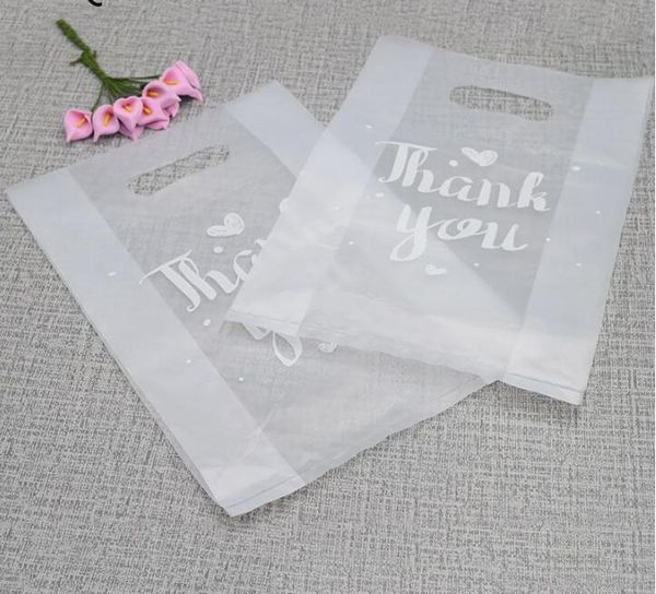 

100pcs translucent plastic bags, thank you plastic bags, wedding party favor retail bags for boxes