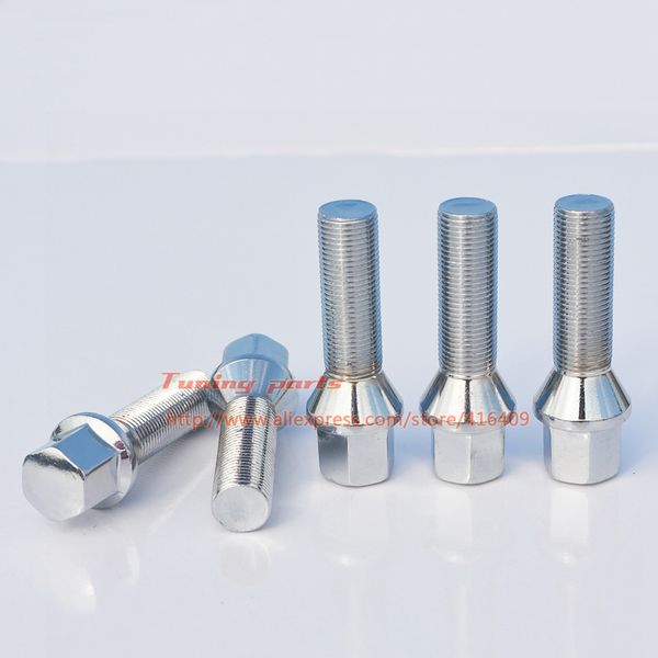 

10pcs chrome lug bolts cone seat 10.9 grade shank length 28mm thread pitch 12x1.25 12x1.5 14x1.25 14x1.5