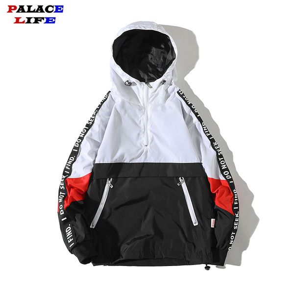 

patchwork pullover streetwear hooded jackets men 2019 causal hip hop windbreaker letter baseball jacket jaqueta masculino s-4xl, Black;brown