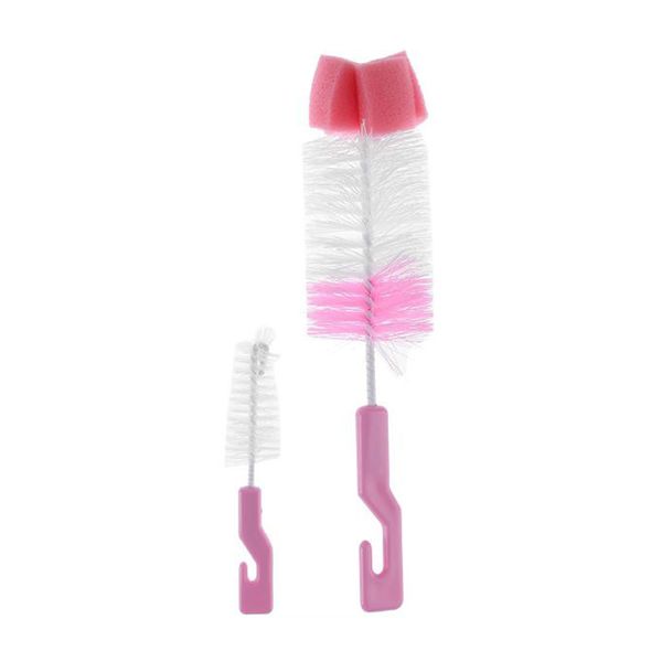 

2 Pieces / Set Of Baby Bottle Brush Nipple Brush 360 Degree Rotating Head Cleaning Long Handle Tea Cup Brush Creative Two In O