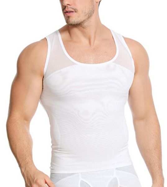 

chest compression shirt abdomen undershirt gynecomastia belly slimming shaperwear men vest waist girdle corset shaping underwear, Black;brown