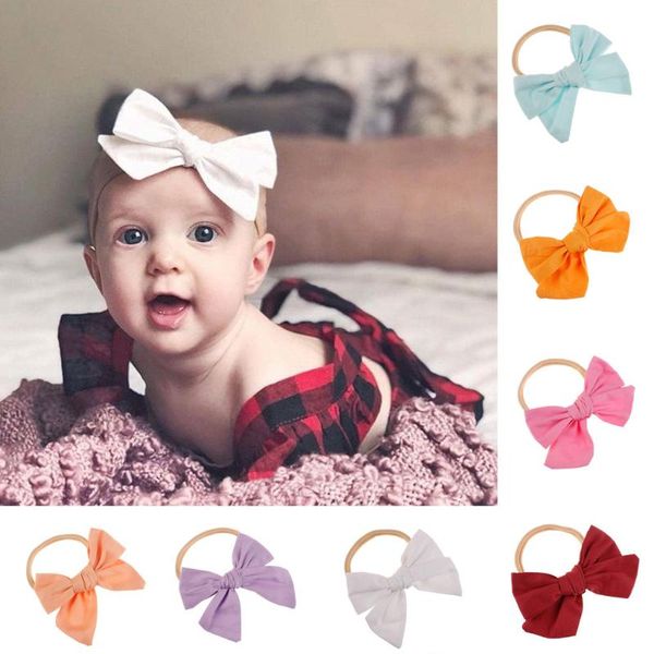 

baby headband infant headwear opaski dla dziewczynek `kids solid headband girls baby elastic bowknot accessories hairband set, Slivery;white
