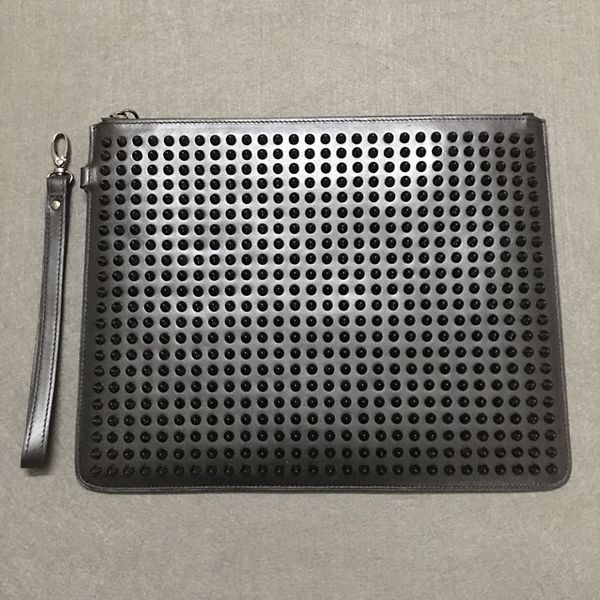 

red bottom rivet holding bag personalityhead embossed genuine leather holding envelope big bag street trend head women men clutch bag